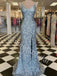 Sexy V-neck Sleeveless Side slit Mermaid Prom Dresses,SW1714