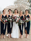 Charming Spaghetti Strap Side Slit Sleeveless Long Bridesmaid Dresses, SW1123