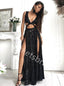 Sexy V-neck Sleeveless Side slit A-line Prom Dresses,SW1720