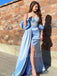 Elegant Sweetheart Off-shoulder Side slit A-line  Prom Dresses , SW1328