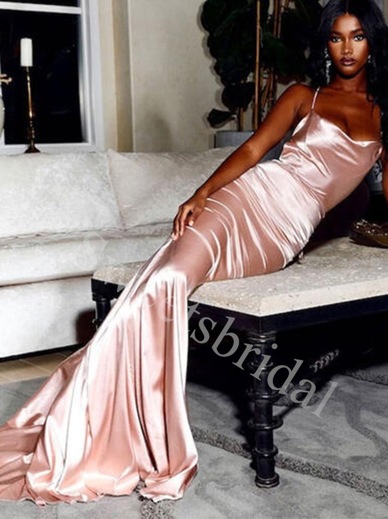 Sexy Square Spaghetti straps Sleeveless Mermaid Prom Dresses,SWW1778