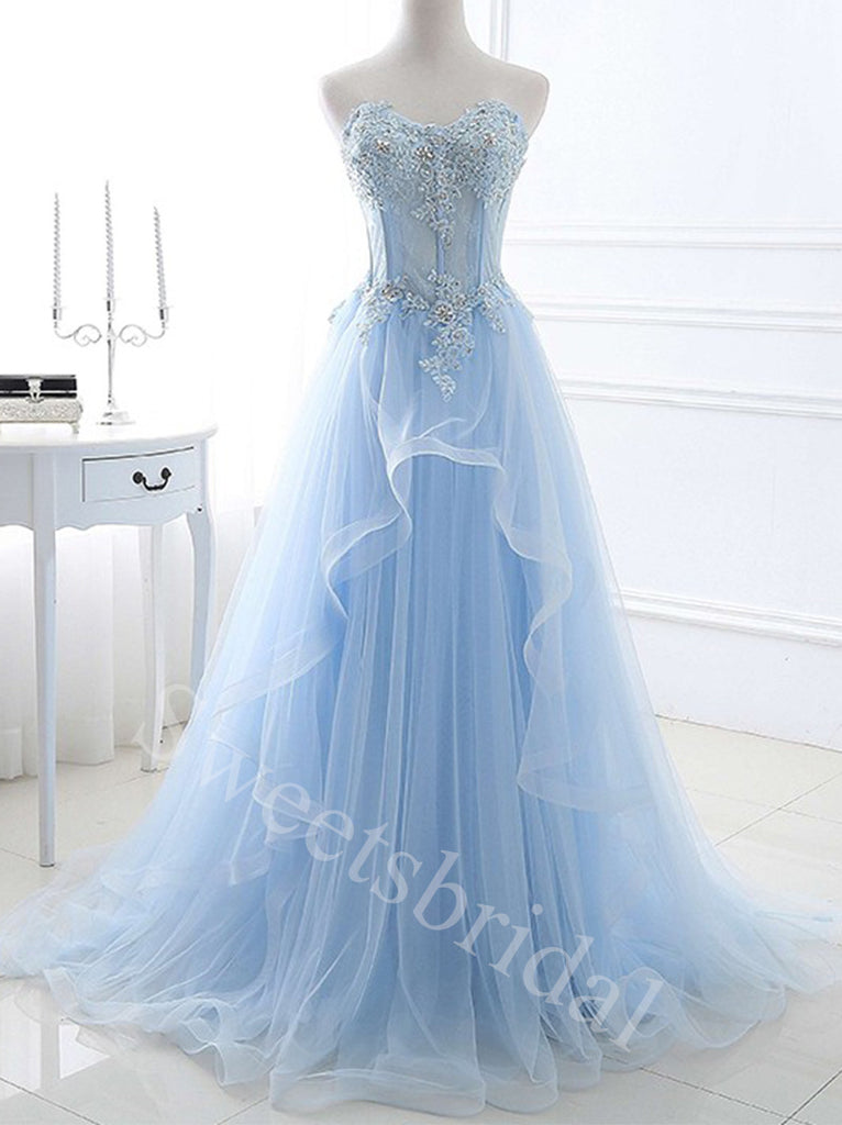 Elegant Sweetheart Sleeveless A-line Prom Dresses,SW1861