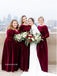 Mismatched V-neck Long sleeves Elegant Simple Long Mermaid Dressess,SWE1370