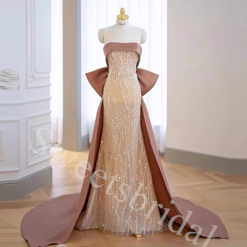 Elegant Strapless Sleeveless Mermaid Long Prom Dress,SW1941