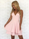Pretty Spaghetti Strap V Neck Zipper A Line Short Homecoming Dress, BTW170