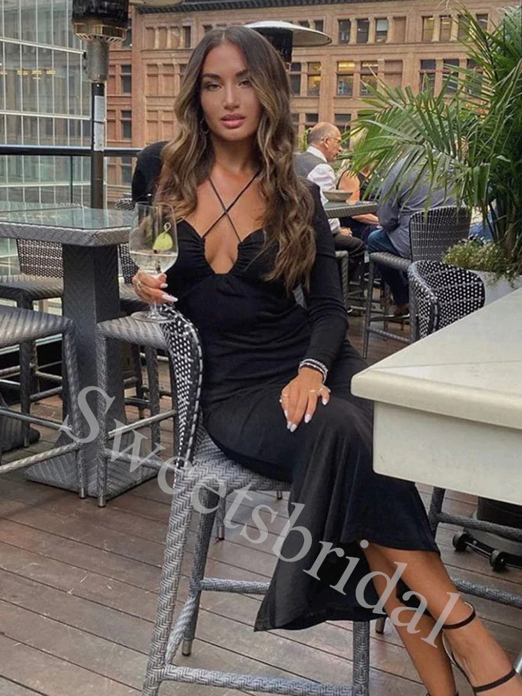 Sexy Long sleeves Simple Sheath Long Prom Dress,SW1967