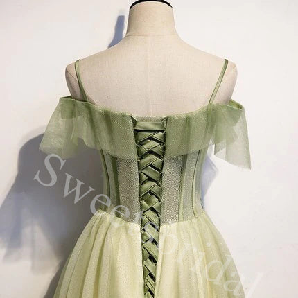 Elegant Off shoulder Sleeveless A-line Long Prom Dress,SW1980