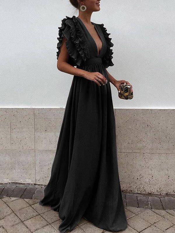 Grey Chiffon V Neck A Line Long Bridesmaid Prom Dresses DPB3107