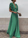 Grey Chiffon V Neck A Line Long Bridesmaid Prom Dresses DPB3107