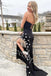 Elegant Strapless Sleeveless Side slit Sheath Long Prom Dress,SW1983