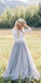 Lace Tulle 3/4 Sleeves A Line Formal Long Prom Dresses for Weddings MD305