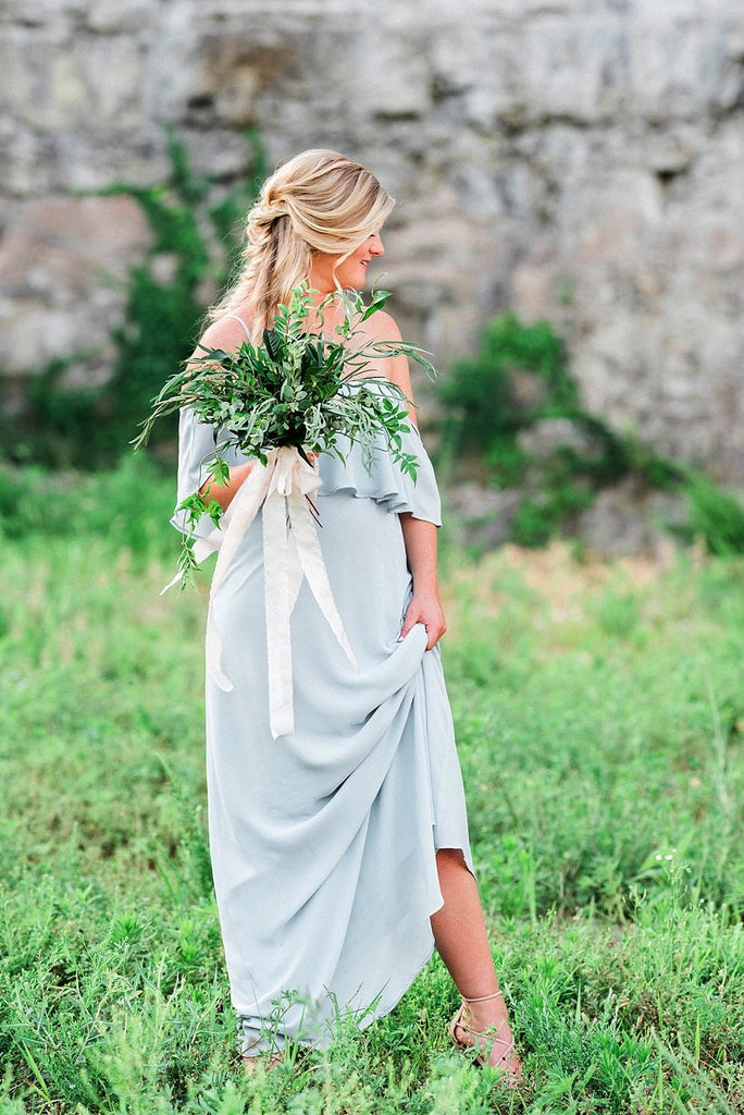 Light Pale Blue Mismatched Chiffon Simple A-line Bridesmaid Dresses,DB110