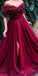 Off the shoulder Half Sleeves A Line Tulle Long Prom Dresses DPB3108