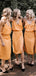 Orange Spaghetti Strap V-neck Knee Length Summer Wedding Bridesmaid Dresses ,PB1072