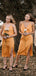 Orange Spaghetti Strap V-neck Knee Length Summer Wedding Bridesmaid Dresses ,PB1072