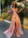 Sexy Sweetheart sleeveless Side slit A-line Long Prom Dresses,SW1605