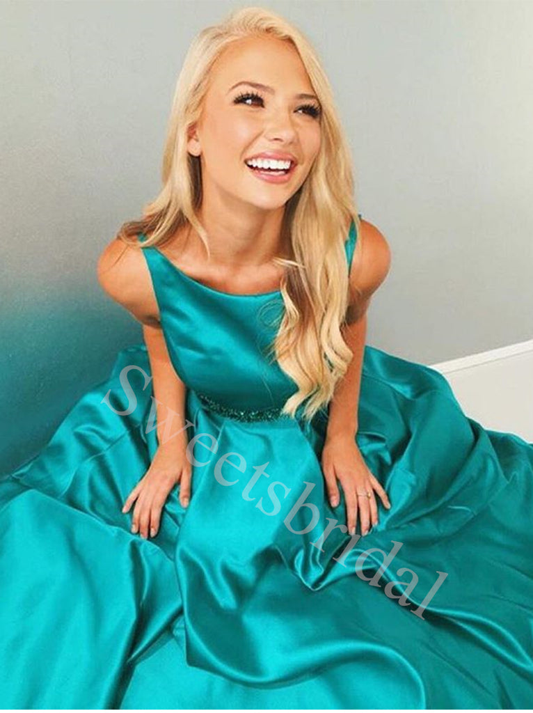 Elegant Sleeveless Beteau A-line Long Prom Dresses,SW1595