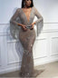 Sexy Deep V-neck Long sleeves  Mermaid Prom Dresses,SW1580