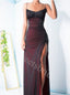 Elegant Spaghetti straps Side slit Sheath Prom Dresses,SW1682