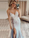 Sexy Spaghetti straps V-neck Side slit Mermaid Long Prom Dresses,SW1602