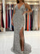 Sexy V-neck Sleeveless Side slit Mermaid Long Prom Dresses,SW1619