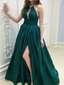 Sexy High Neck Side Slit Backless Evening Dress,Long Prom Dresses, DPB165