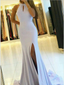 Sexy Halter Lace Up Side Slit Mermaid Long Prom Dresses, DPB166