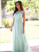 Pretty Lace Top A Line Sleeveless Floor Length Chiffon Long Bridesmaid Dresses, SW1014