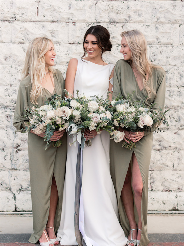 Olive green bridal shop dresses