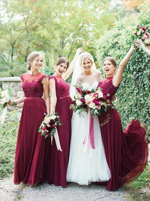 Burgundy short bridesmaid dresses best sale