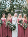 Cheap Spaghetti Straps Chiffon A Line Sleeveless Long Bridesmaid Dresses, SW1058