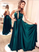 Simple Halter Criss Cross A Line Satin Long Evening Prom Dresses, MD384