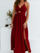 Sexy Halter V Neck Side Slit Chiffon Sleeveless Long Evening Prom Dresses, MD389