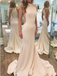 Popular High Neck Sleeveless Sweep Trailing Mermaid Long Evening Prom Dresses, MD385