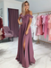 Simple Off The Shoulder A Line Side Slit Floor Length Long Prom Dresses, MD428