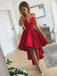Fashion Spaghetti Strap A Line Lace Top High Low Short Homecoming Dress, BTW140