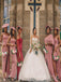 Mismatched One-shoulder Side slit Mermaid Elegant Simple Pretty Long Bridesmaid Dresses, SWE1334