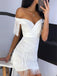 Sexy Off-shoulder Tassels V-neck Short Homecoming Dresses, BTW321