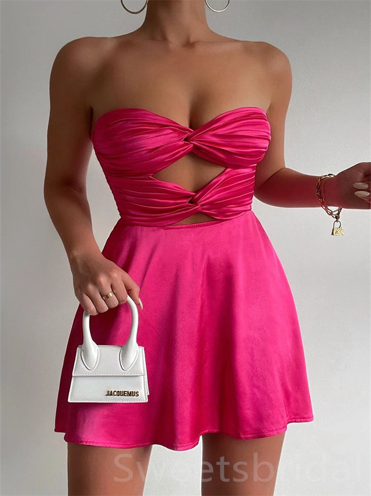 Sexy Pleats A-line Sweetheart Bowknot Short Homecoming Dresses, BTW320
