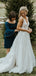 See Through Lace Ivory Tulle V-neck V-back Beach Wedding Dresses,DB0160