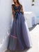 Seen Through Top Long Sleeves Applique Tulle A-line Open Back Prom Dress DPB145