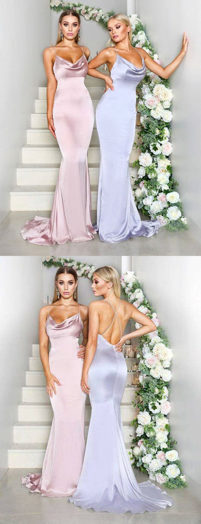 Sexy Spaghetti Strap Criss-cross Backless Mermaid Bridesmaid Dresses,DB121