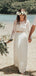 Two Piece See Through Lace Top Long Sleeve Ivory Chiffon Wedding Dresses ,DB0177