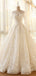 Pretty A Line Long Sleeves Floor Length Lace Applique Tulle Long Wedding Dresses, MD444