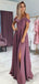 Simple Off The Shoulder A Line Side Slit Floor Length Long Prom Dresses, MD428