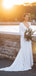 White Satin Long Sleeve V-neck With Train Simple Wedding Dresses,DB0164
