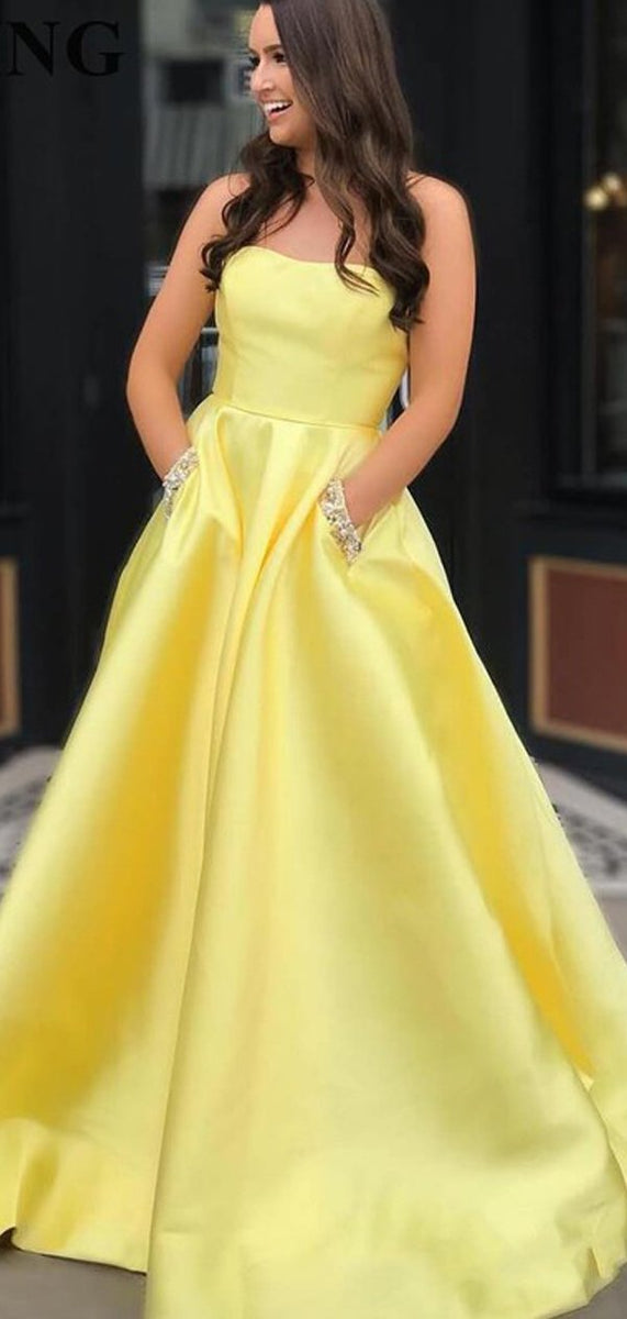 Yellow satin sale ball gown