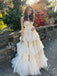Elegant V-neck  Sleeveless Simple A-line Long Prom Dress,SW1953