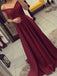 Charming Burgundy Off the Shoulder Simple Long Evening Prom Dresses, SW0063
