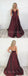 Affordable Burgundy Spaghetti Strap V-Neck Open Back Floor Length Evening Prom Dresses, SW0064
